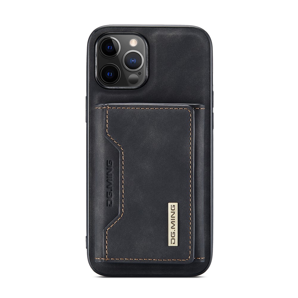 DG.MING M2 Series Kickstand Design Magnetic Tri-fold Wallet Leather Phone Case Shell for iPhone 12 Pro Max 6.7 inch - Black-14