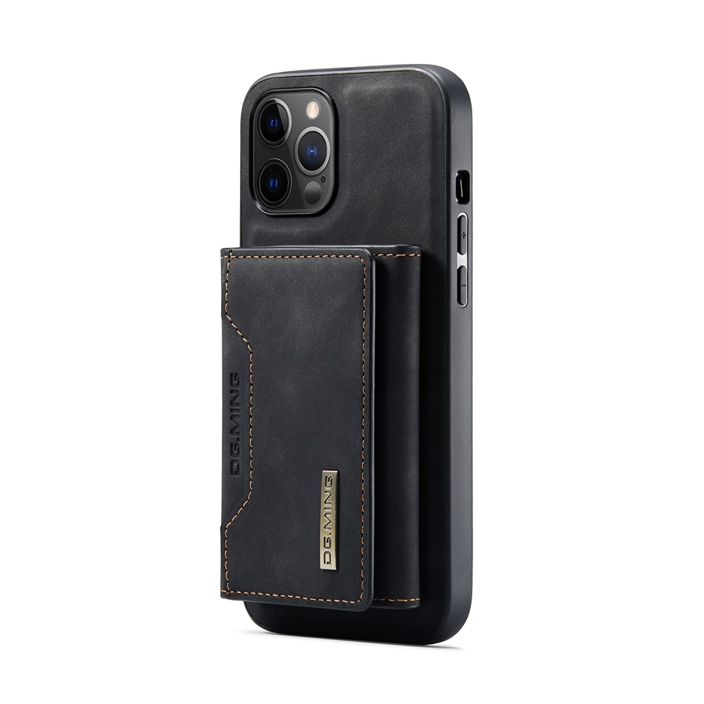 DG.MING M2 Series Kickstand Design Magnetic Tri-fold Wallet Leather Phone Case Shell for iPhone 12 Pro Max 6.7 inch - Black-15