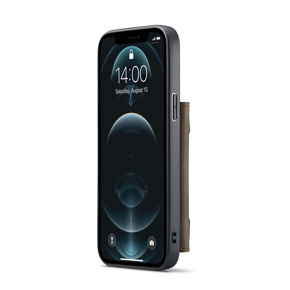 DG.MING M2 Series Kickstand Design Magnetic Tri-fold Wallet Leather Phone Case Shell for iPhone 12 Pro Max 6.7 inch - Black-18
