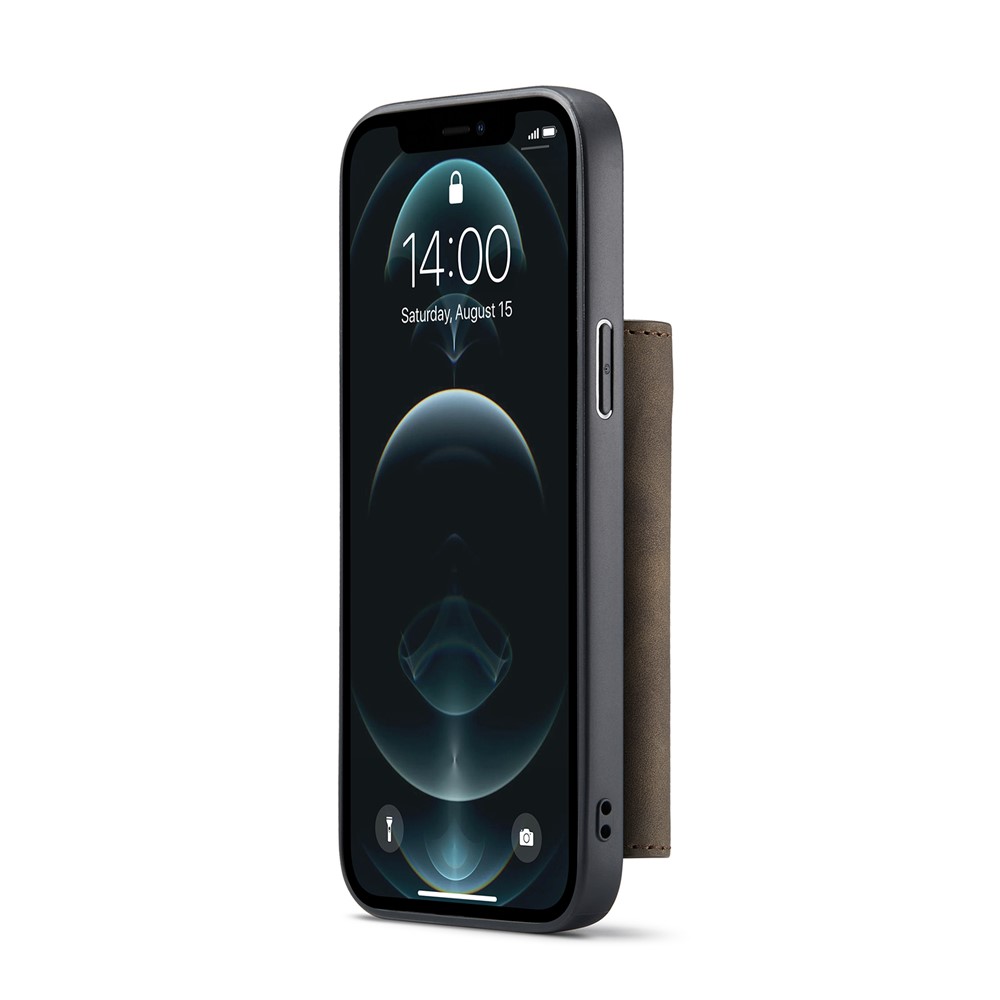 DG.MING M1 Series Magnetic Tri-fold Wallet PU Leather Kickstand Phone Case for iPhone 12 / 12 Pro - Black-15