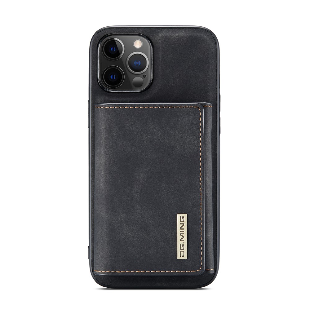 DG.MING M1 Series PU Leather Kickstand Protective Phone Case Shell with Magnetic Tri-fold Wallet for iPhone 12 Pro Max 6.7 inch - Black-13