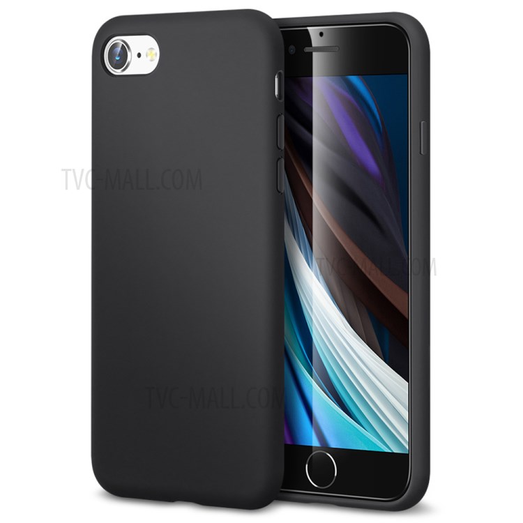 Soft Liquid Silicone Full Coverage Phone Back Case Cover for iPhone 7/8/SE (2nd Generation) - Black-1