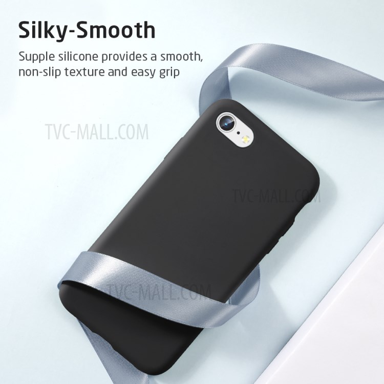 Soft Liquid Silicone Full Coverage Phone Back Case Cover for iPhone 7/8/SE (2nd Generation) - Black-2