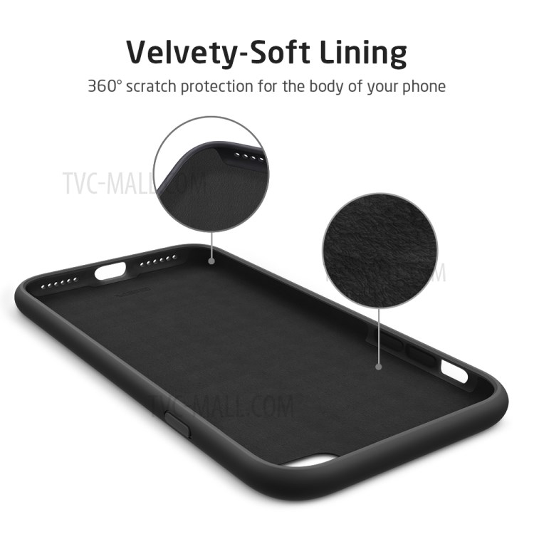 Soft Liquid Silicone Full Coverage Phone Back Case Cover for iPhone 7/8/SE (2nd Generation) - Black-3