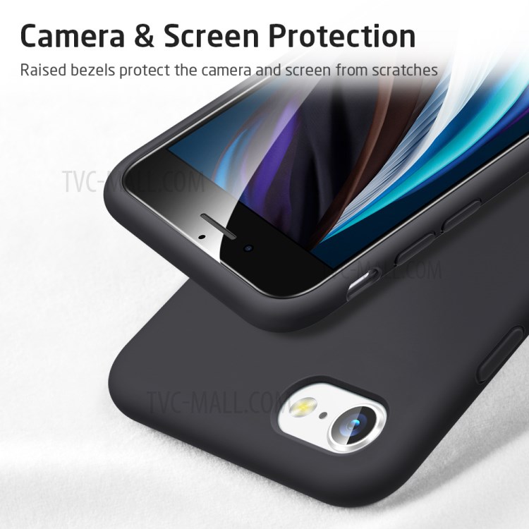 Soft Liquid Silicone Full Coverage Phone Back Case Cover for iPhone 7/8/SE (2nd Generation) - Black-4