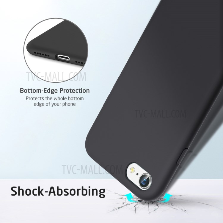 Soft Liquid Silicone Full Coverage Phone Back Case Cover for iPhone 7/8/SE (2nd Generation) - Black-5