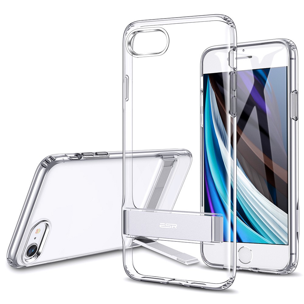 ESR Air Shield Boost Aluminium Alloy Kickstand + Hard PC Back + Flexible TPU Bumper Protective Cover for iPhone 7 4.7 inch/8 4.7 inch/SE (2nd Generation) - Transparent-1