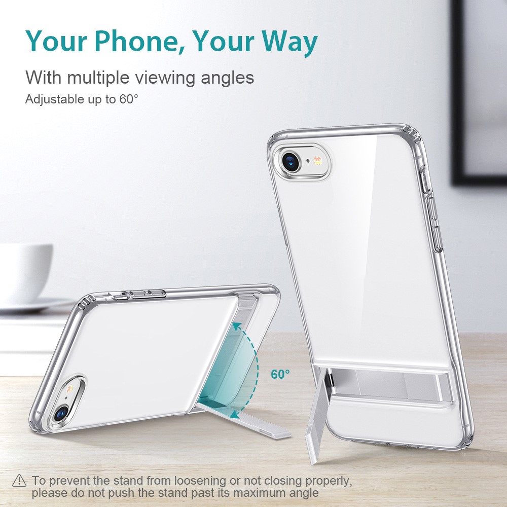 ESR Air Shield Boost Aluminium Alloy Kickstand + Hard PC Back + Flexible TPU Bumper Protective Cover for iPhone 7 4.7 inch/8 4.7 inch/SE (2nd Generation) - Transparent-3