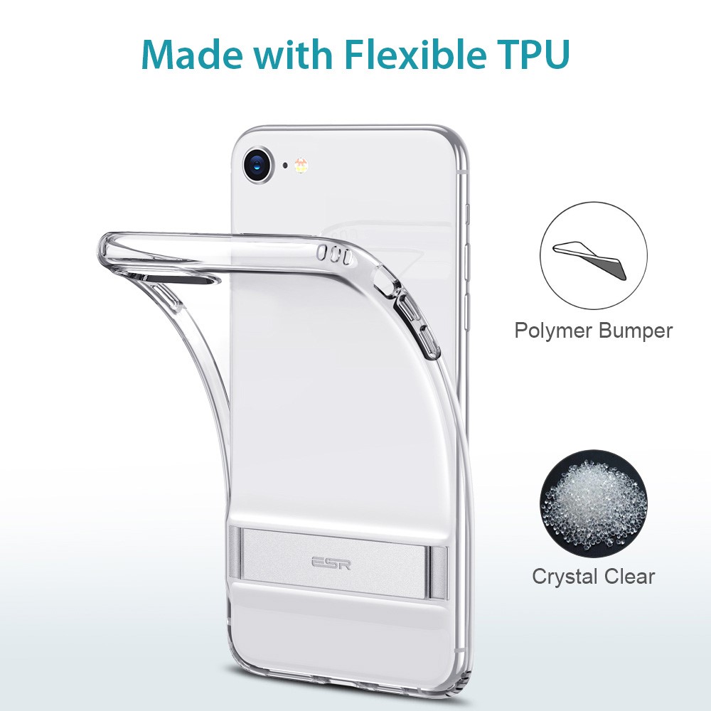 ESR Air Shield Boost Aluminium Alloy Kickstand + Hard PC Back + Flexible TPU Bumper Protective Cover for iPhone 7 4.7 inch/8 4.7 inch/SE (2nd Generation) - Transparent-9