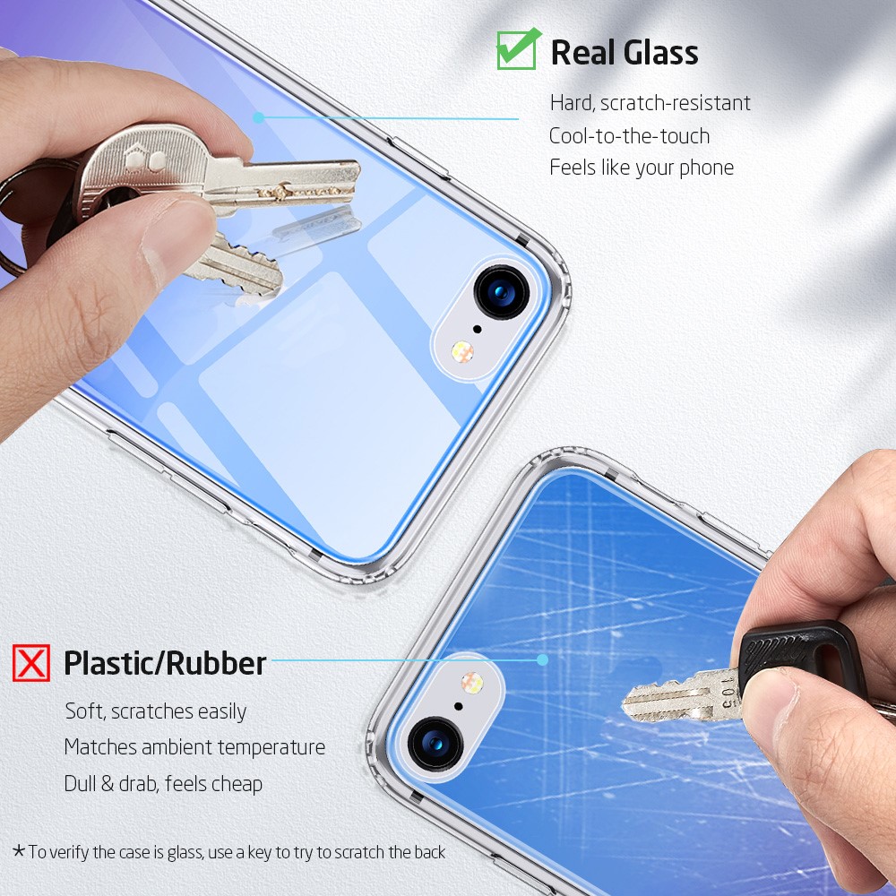 ESR Ice Shield Series 9H Tempered Glass + Soft TPU Frame Phone Case Cover for iPhone 7/8/SE (2nd Generation) - Blue/Purple-2