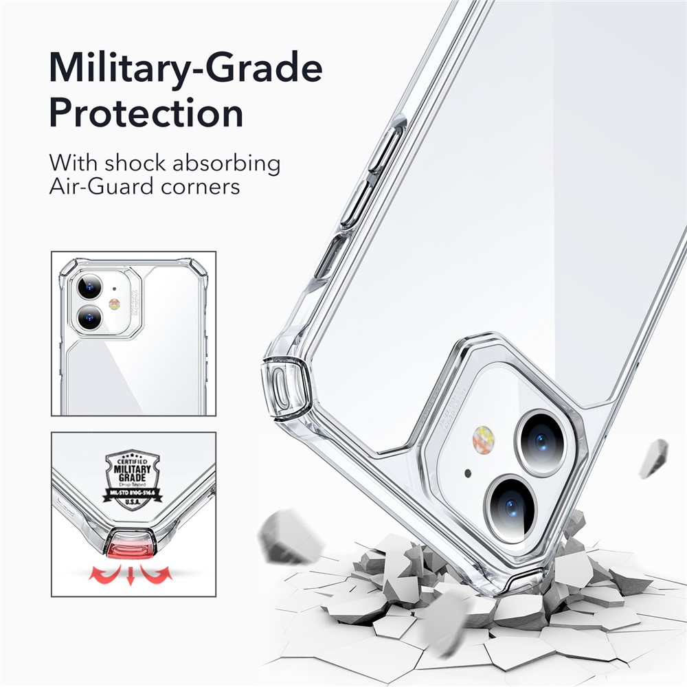 ESR Air Armor Series Clear Case Scratch-Resistant Shock-Absorbent Hard PC Back + Soft TPU Frame Case for iPhone 12 mini 5.4 inch - Clear-3