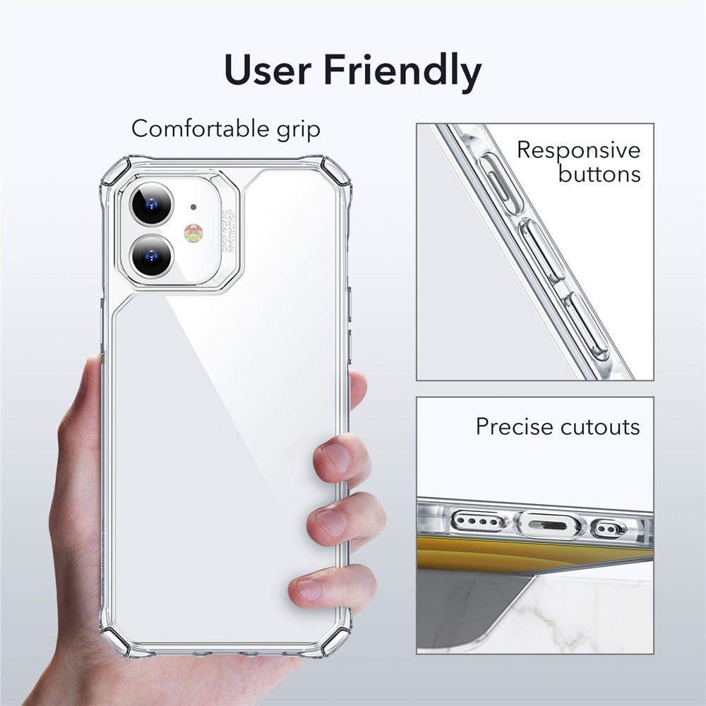 ESR Air Armor Series Clear Case Scratch-Resistant Shock-Absorbent Hard PC Back + Soft TPU Frame Case for iPhone 12 mini 5.4 inch - Clear-9
