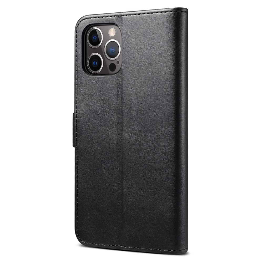GUSSIM Magnetic Closure Clasp Leather Phone Wallet Stand Case for iPhone 12 6.1 inch/12 Pro 6.1 inch - Black-3