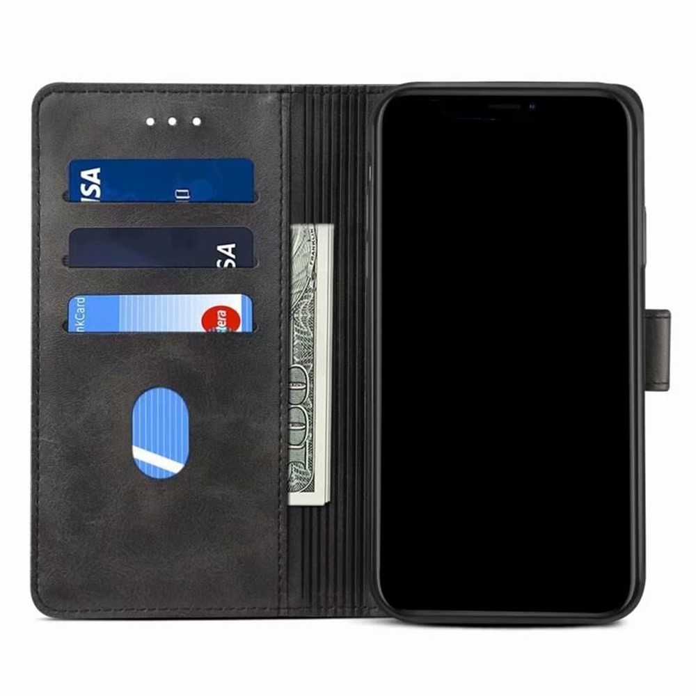 GUSSIM Magnetic Closure Clasp Leather Phone Wallet Stand Case for iPhone 12 6.1 inch/12 Pro 6.1 inch - Black-5