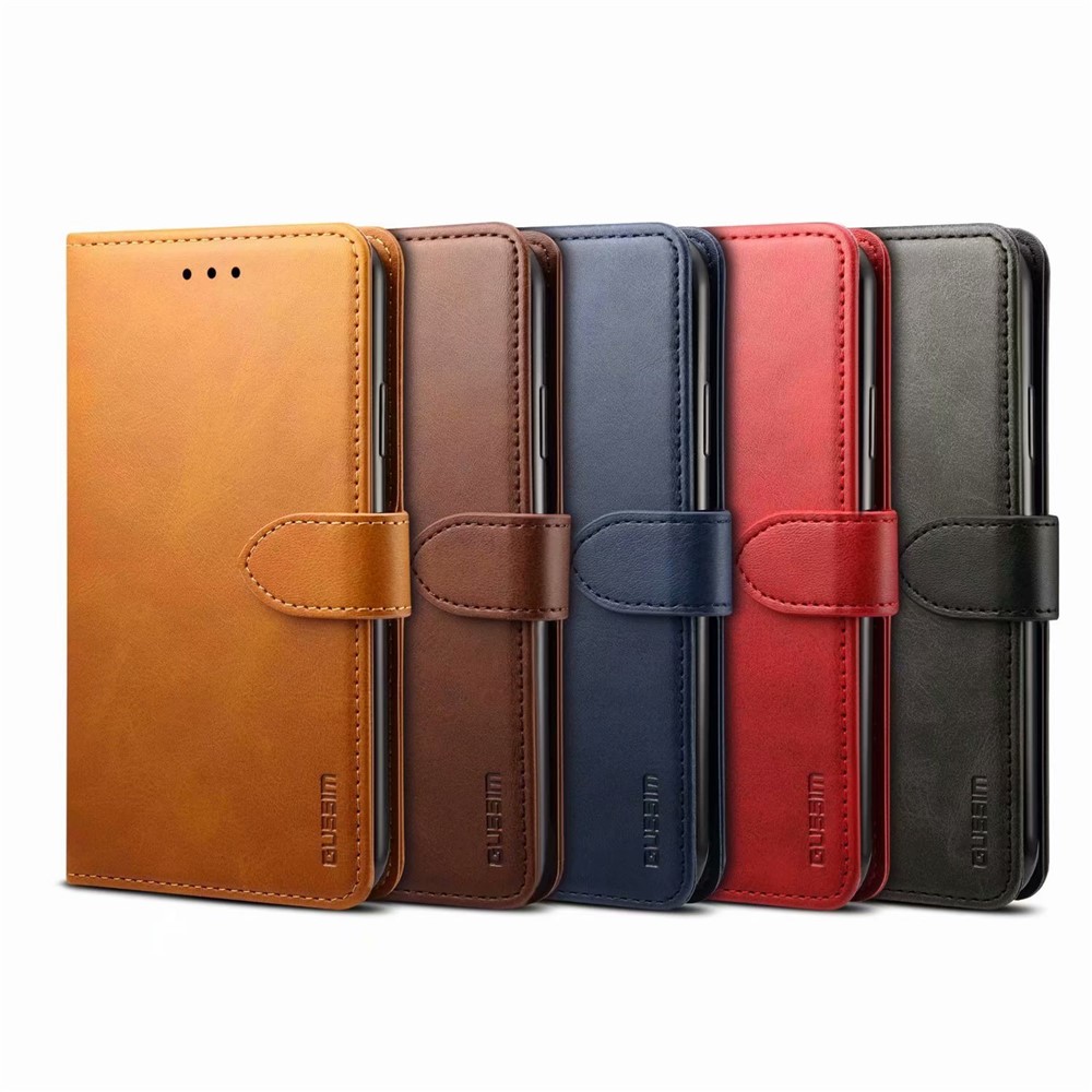 GUSSIM Magnetic Closure Clasp Leather Phone Wallet Stand Case for iPhone 12 6.1 inch/12 Pro 6.1 inch - Black-7