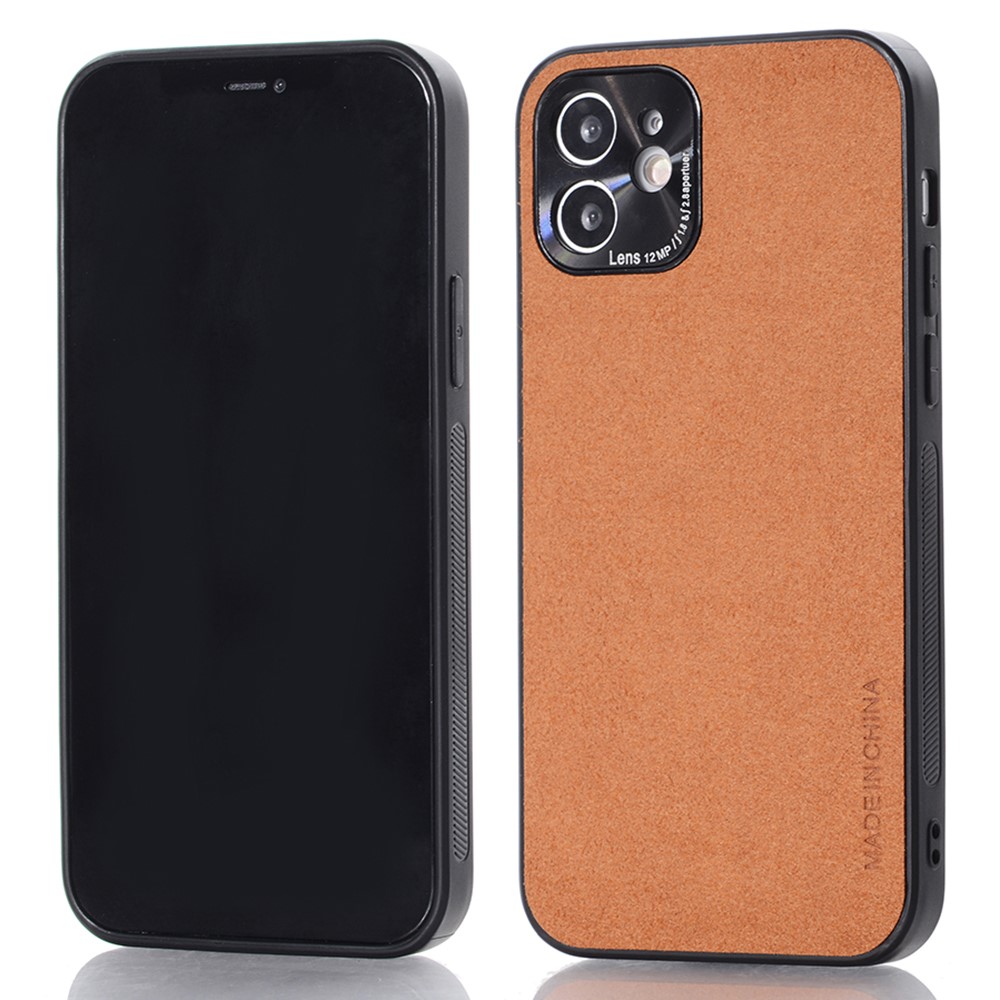 Precise Cut-Out Microfiber Leather Coated Soft TPU Phone Case for iPhone 12 mini 5.4 inch - Brown-1