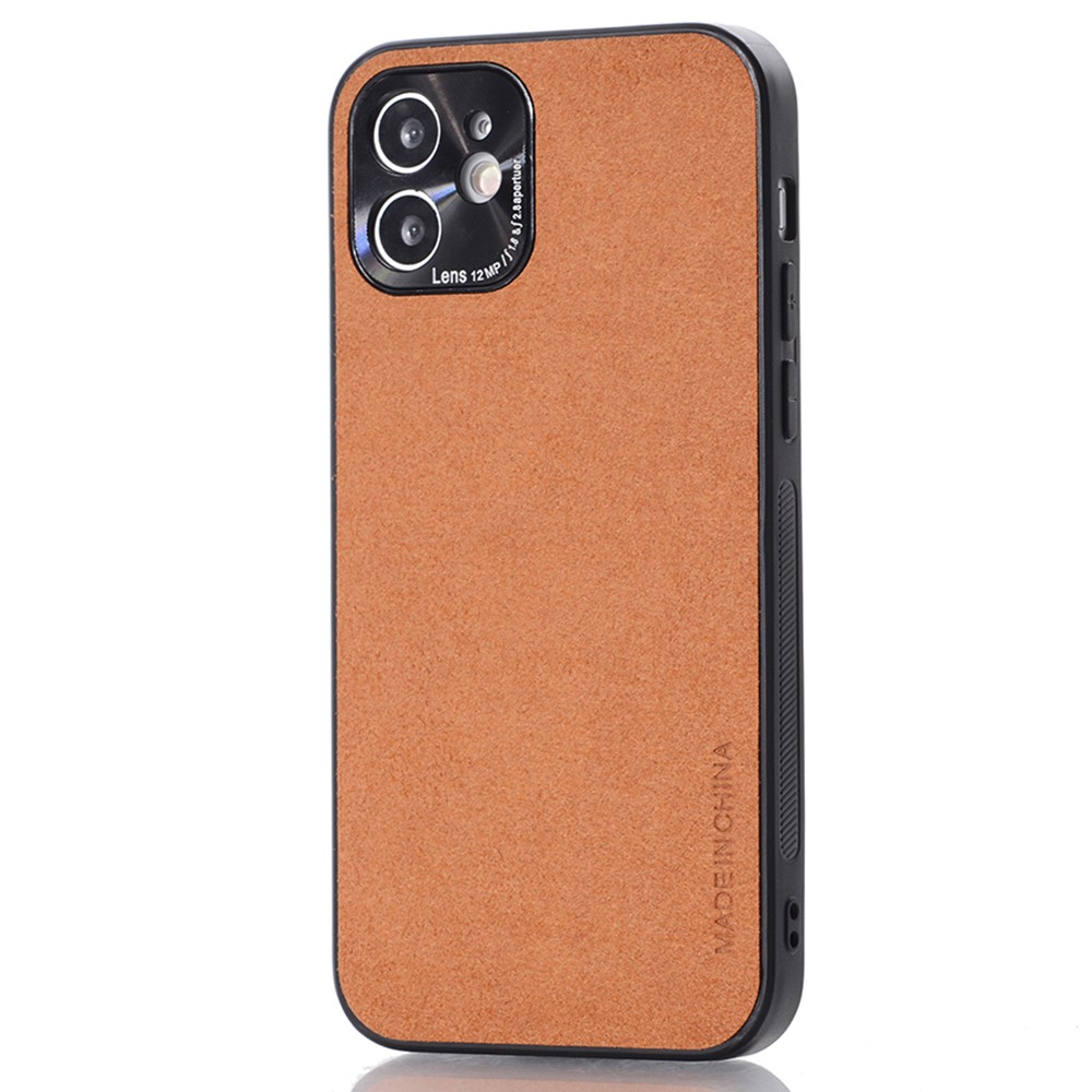 Precise Cut-Out Microfiber Leather Coated Soft TPU Phone Case for iPhone 12 mini 5.4 inch - Brown-2