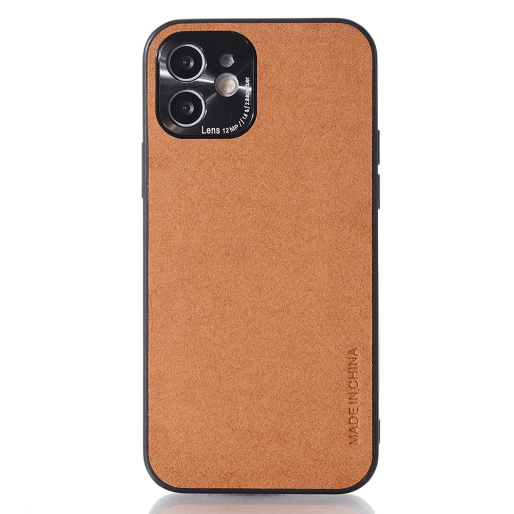 Precise Cut-Out Microfiber Leather Coated Soft TPU Phone Case for iPhone 12 mini 5.4 inch - Brown-3