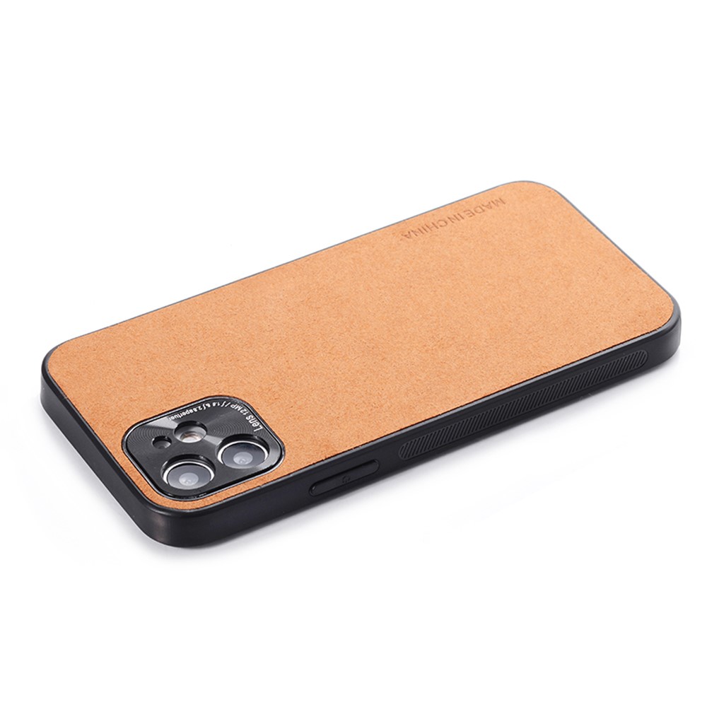 Precise Cut-Out Microfiber Leather Coated Soft TPU Phone Case for iPhone 12 mini 5.4 inch - Brown-7