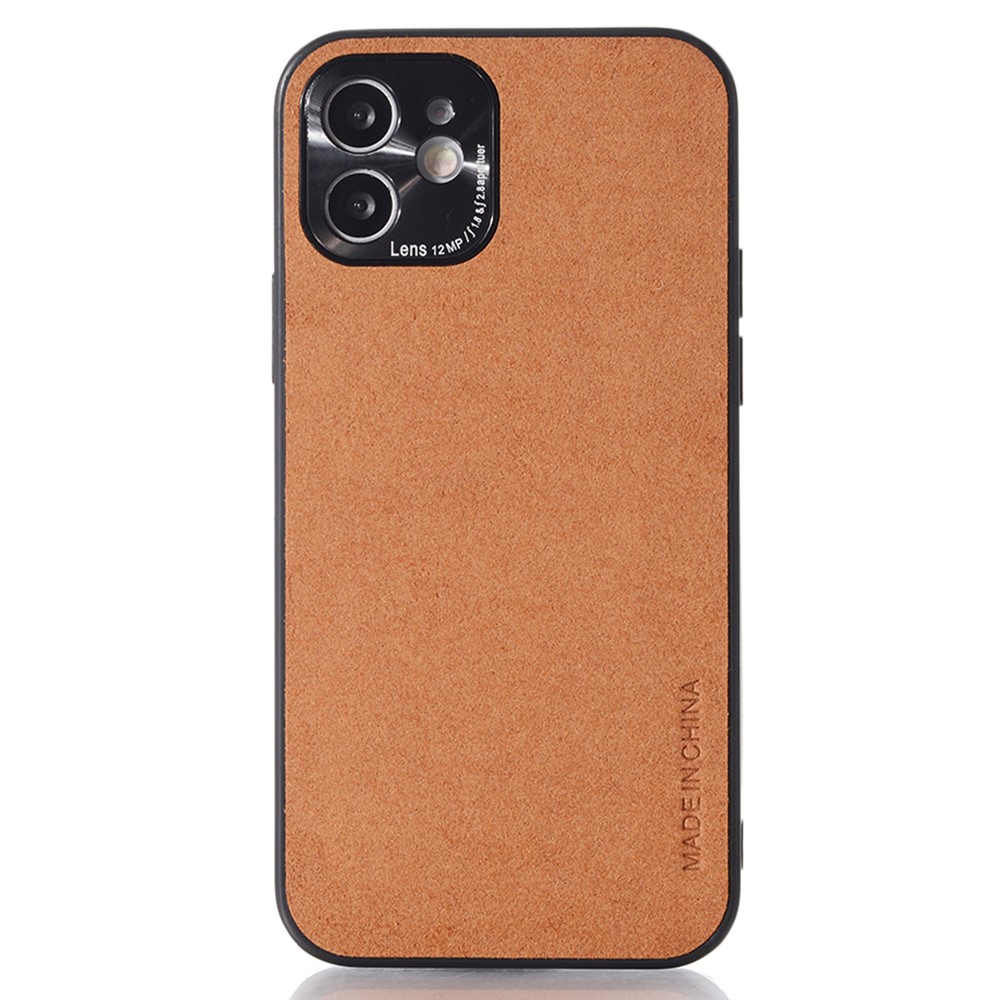 Precise Cut-Out Microfiber Leather Coated TPU Phone Case for iPhone 12 6.1 inch - Brown-2