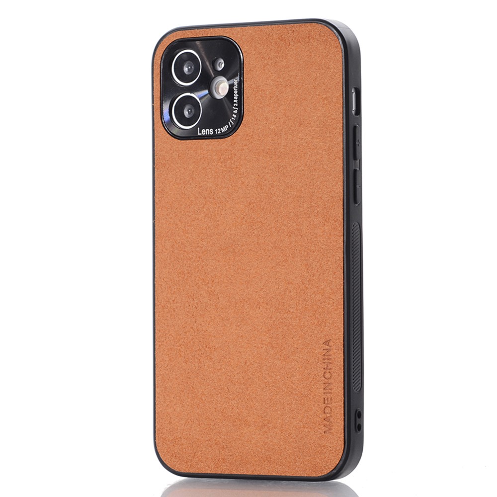 Precise Cut-Out Microfiber Leather Coated TPU Phone Case for iPhone 12 6.1 inch - Brown-3