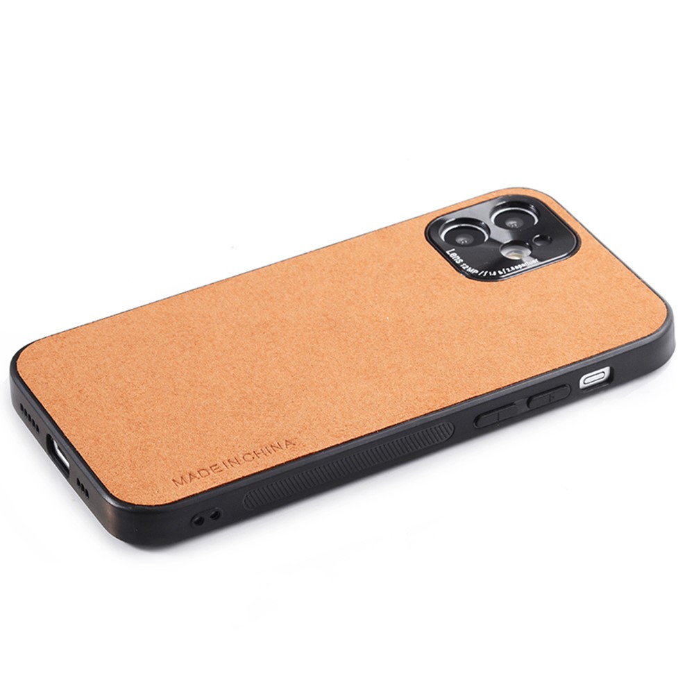 Precise Cut-Out Microfiber Leather Coated TPU Phone Case for iPhone 12 6.1 inch - Brown-6