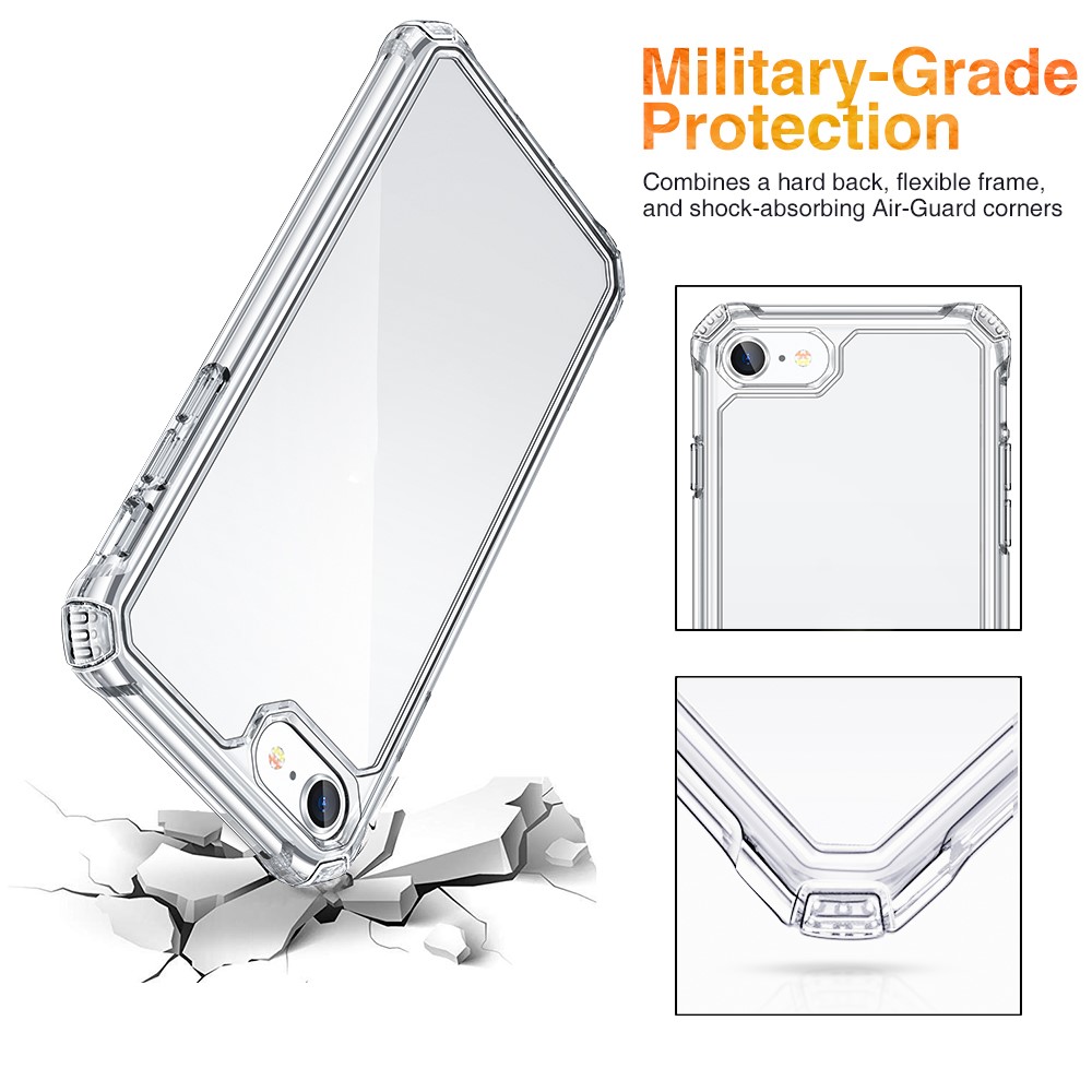 Air Armor Series Scratch-Resistant Hard PC Back + Soft TPU Frame Clear Hybrid Phone Case for iPhone 7/8/SE (2nd Generation) - Transparent-3