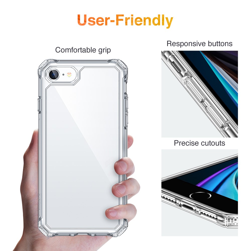 Air Armor Series Scratch-Resistant Hard PC Back + Soft TPU Frame Clear Hybrid Phone Case for iPhone 7/8/SE (2nd Generation) - Transparent-8