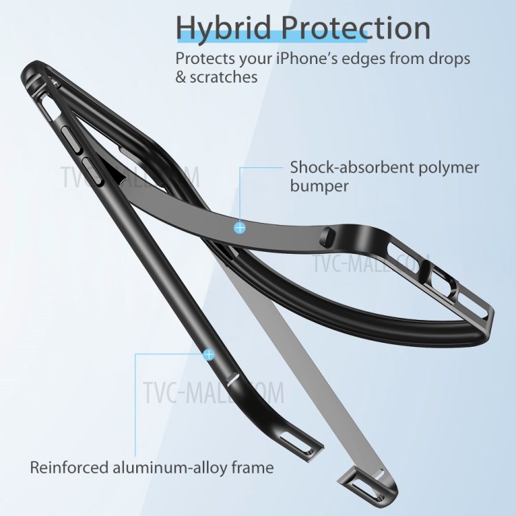 ESR Aluminum Alloy + TPU Phone Frame Bumper Protector Edge Guard for iPhone 7/8/SE (2nd Generation) - Black-4