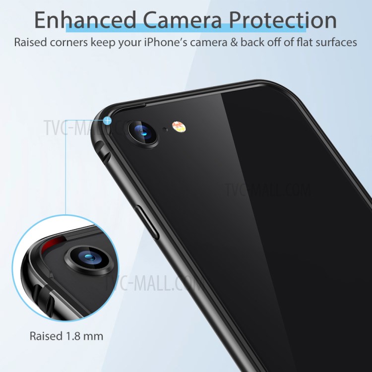 ESR Aluminum Alloy + TPU Phone Frame Bumper Protector Edge Guard for iPhone 7/8/SE (2nd Generation) - Black-5