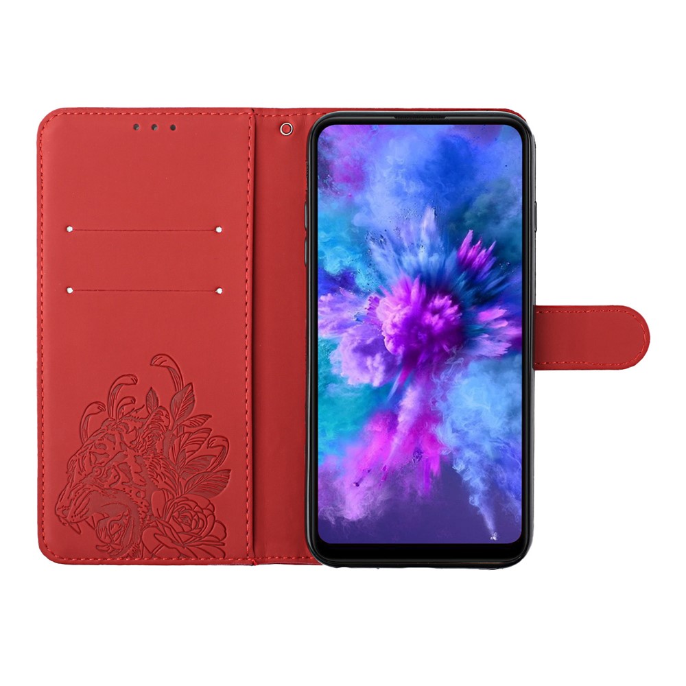Tiger and Flower Imprint Full Bumper Frame Leather Mobile Phone Case for iPhone 6 Plus/6s Plus/7 Plus/8 Plus 5.5 inch - Red-5