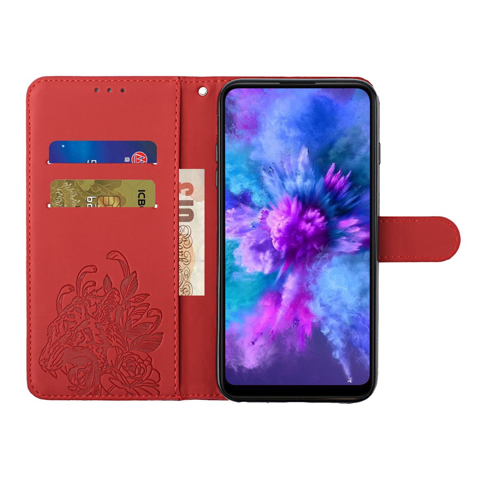 Tiger and Flower Imprint Full Bumper Frame Leather Mobile Phone Case for iPhone 6 Plus/6s Plus/7 Plus/8 Plus 5.5 inch - Red-7
