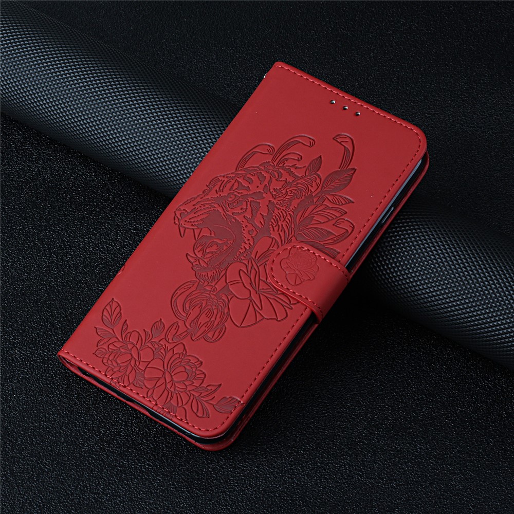 Tiger and Flower Imprint Full Bumper Frame Leather Mobile Phone Case for iPhone 6 Plus/6s Plus/7 Plus/8 Plus 5.5 inch - Red-8