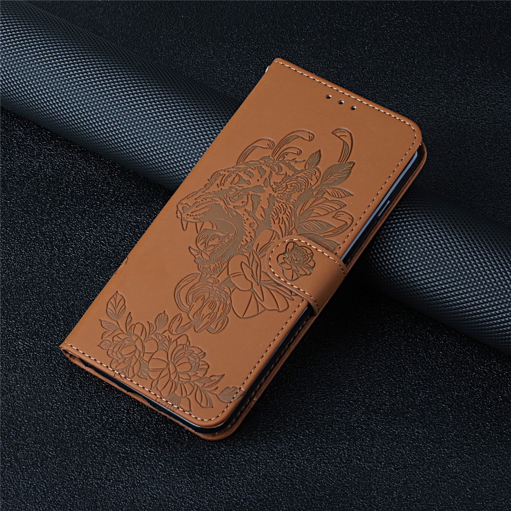 Full Protective Leather Stand Phone Cover with Tiger and Flower Imprint for iPhone 11 6.1 inch - Brown-8