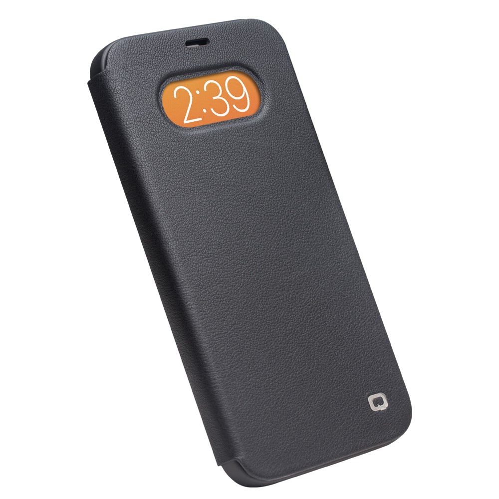 QIALINO Classic Style Ultra Thin Premium Genuine Leather Flip Folio Shockproof Case for iPhone 12 Pro Max 6.7 inch - Black-4