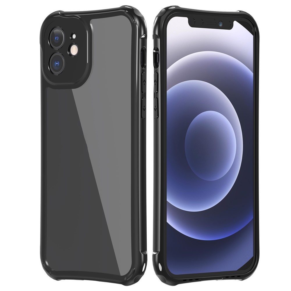 LEEU DESIGN Precise Hole-Opening Hard PC Back + Soft TPU Frame Case for iPhone 12 mini 5.4 inch - Black-1