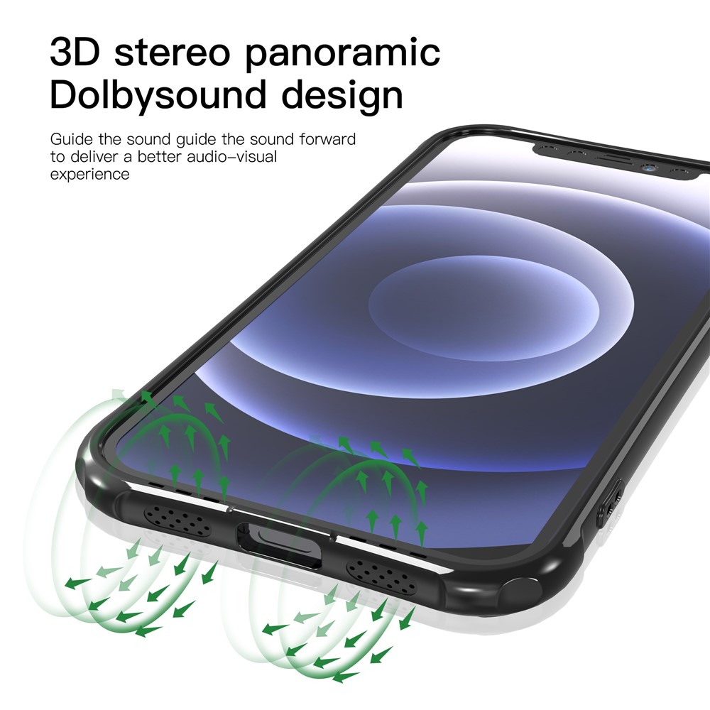 LEEU DESIGN Precise Hole-Opening Hard PC Back + Soft TPU Frame Case for iPhone 12 mini 5.4 inch - Black-3
