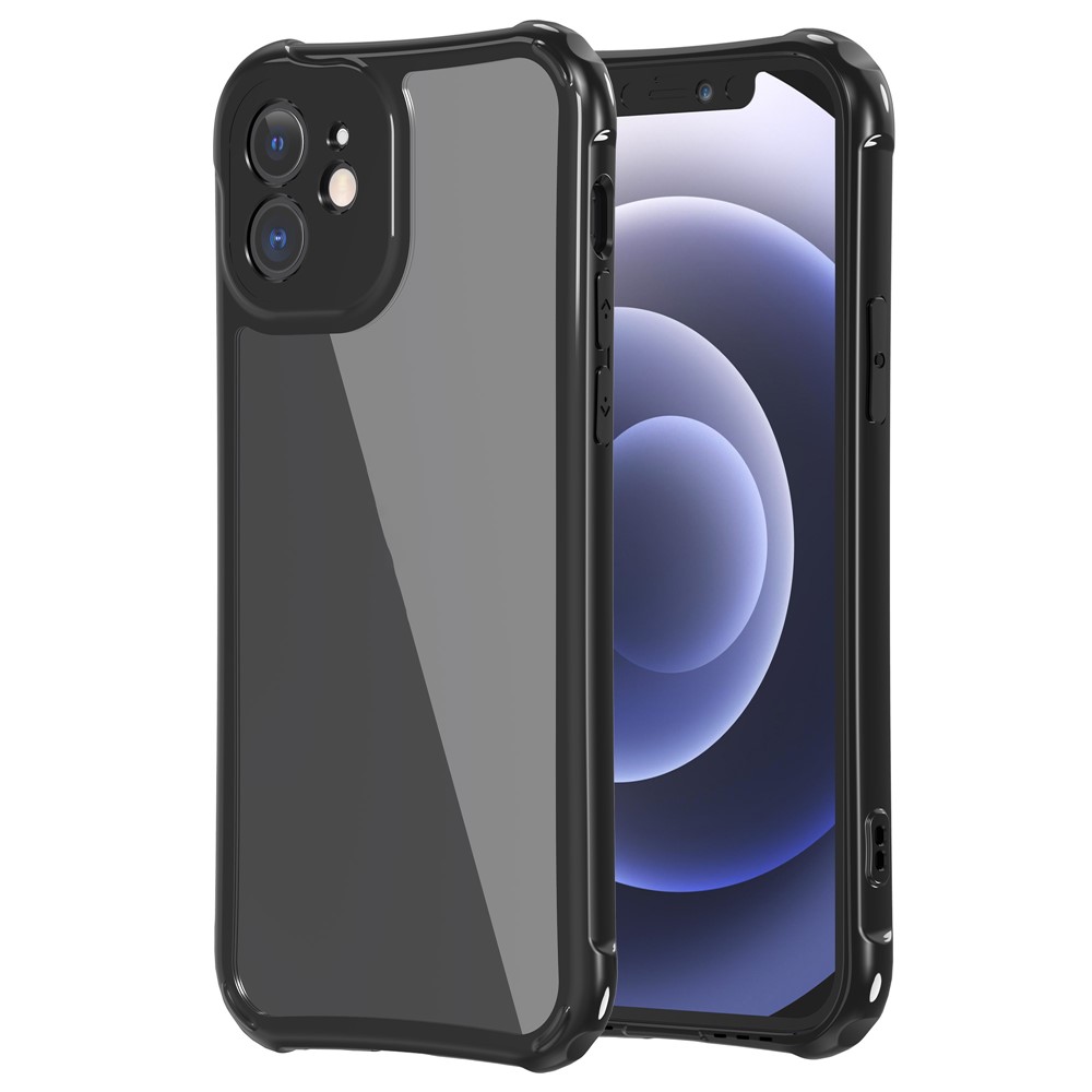LEEU DESIGN Precise Hole-Opening Hard PC Back + Soft TPU Frame Case for iPhone 12 mini 5.4 inch - Black-8