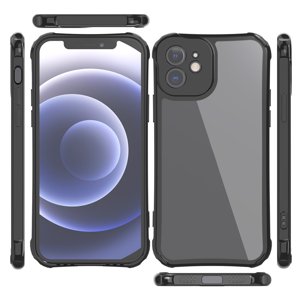 LEEU DESIGN Precise Hole-Opening Hard PC Back + Soft TPU Frame Case for iPhone 12 mini 5.4 inch - Black-9