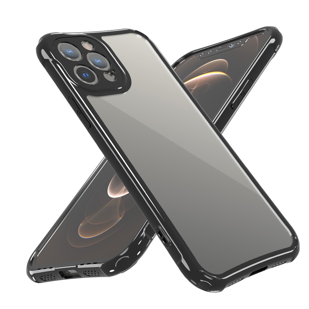 LEEU DESIGN Precise Hole-Opening Hard PC Back + Soft TPU Frame Phone Cover Case for iPhone 12 Pro 6.1 inch - Black-7
