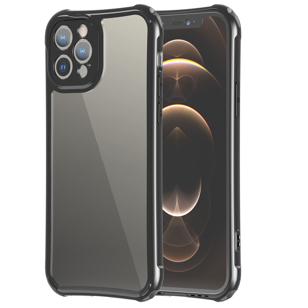 LEEU DESIGN Precise Hole-Opening Hard PC Back + Soft TPU Frame Phone Cover Case for iPhone 12 Pro 6.1 inch - Black-8