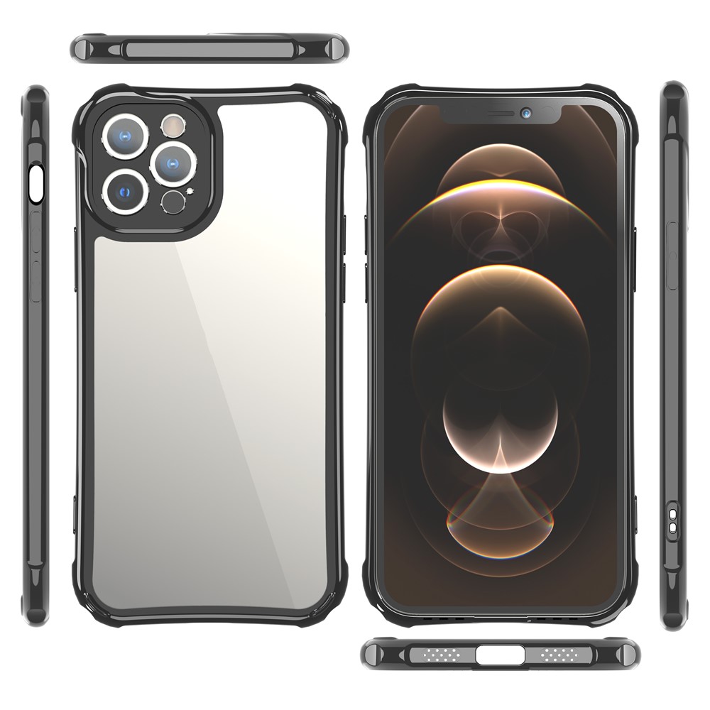 LEEU DESIGN Precise Hole-Opening Hard PC Back + Soft TPU Frame Phone Cover Case for iPhone 12 Pro 6.1 inch - Black-9