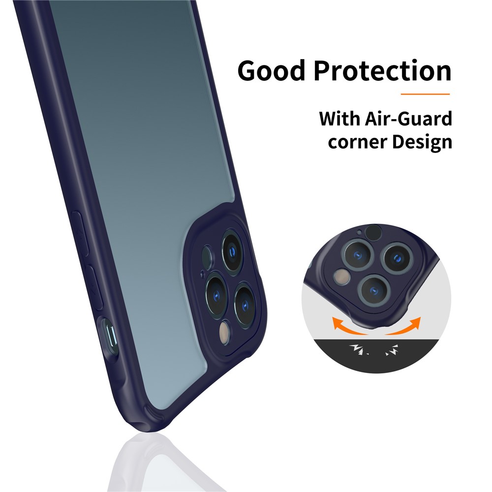 LEEU DESIGN Precise Hole-Opening Matte Hard PC Back + Soft TPU Frame Case for iPhone 12 Pro Max 6.7 inch - Blue-2
