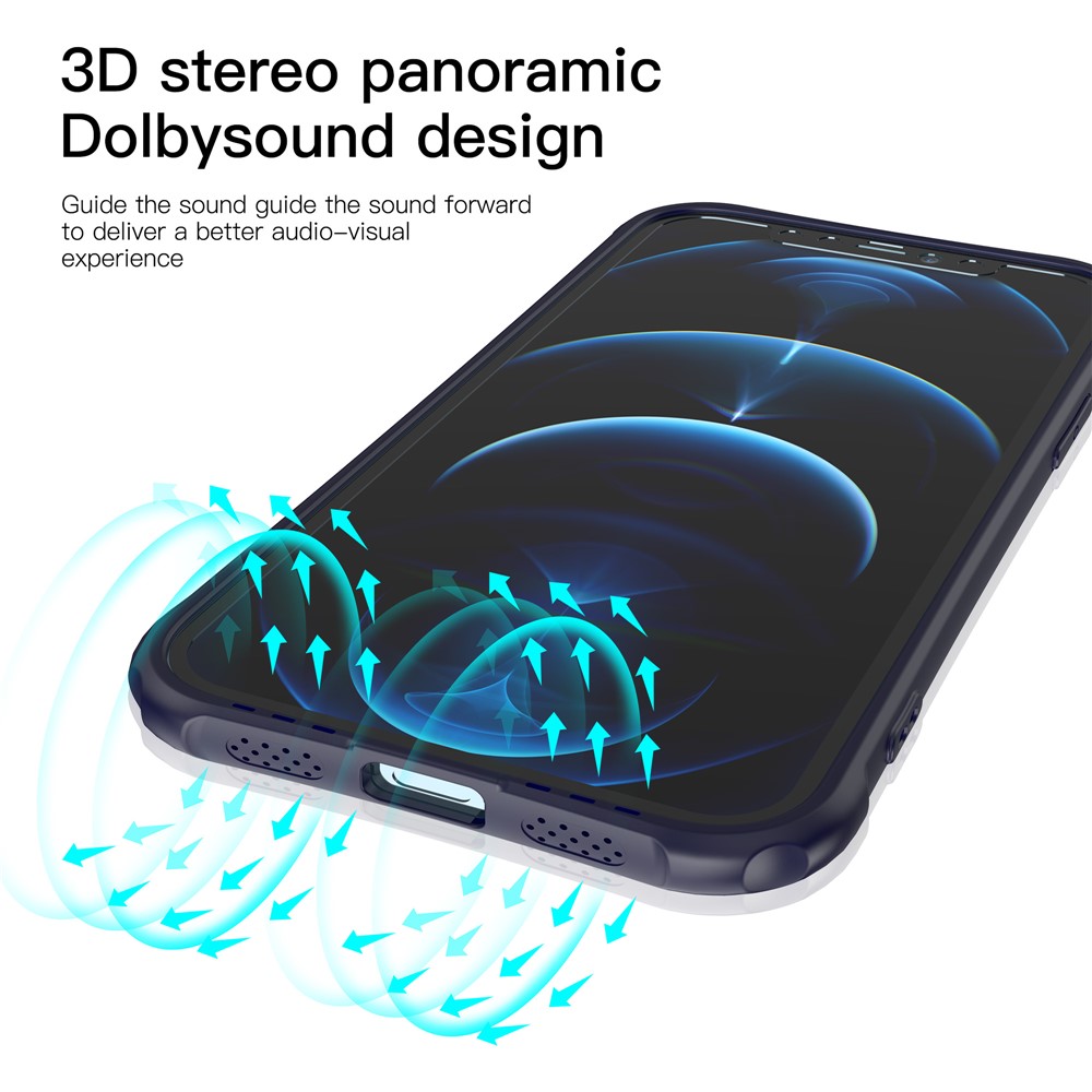 LEEU DESIGN Precise Hole-Opening Matte Hard PC Back + Soft TPU Frame Case for iPhone 12 Pro Max 6.7 inch - Blue-4
