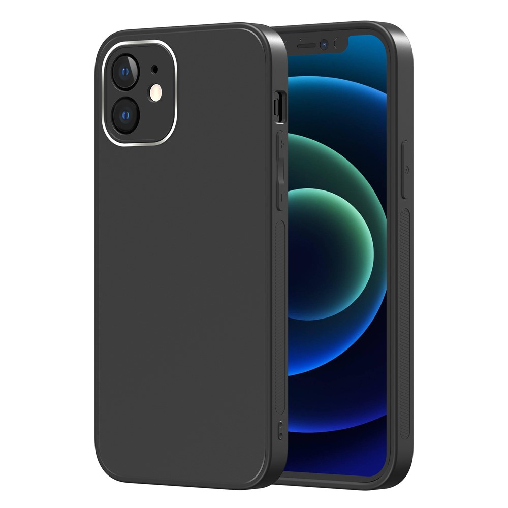 Precise Hole-Opening Matte Glass Phone Case for iPhone 12 6.1 inch - Black-1