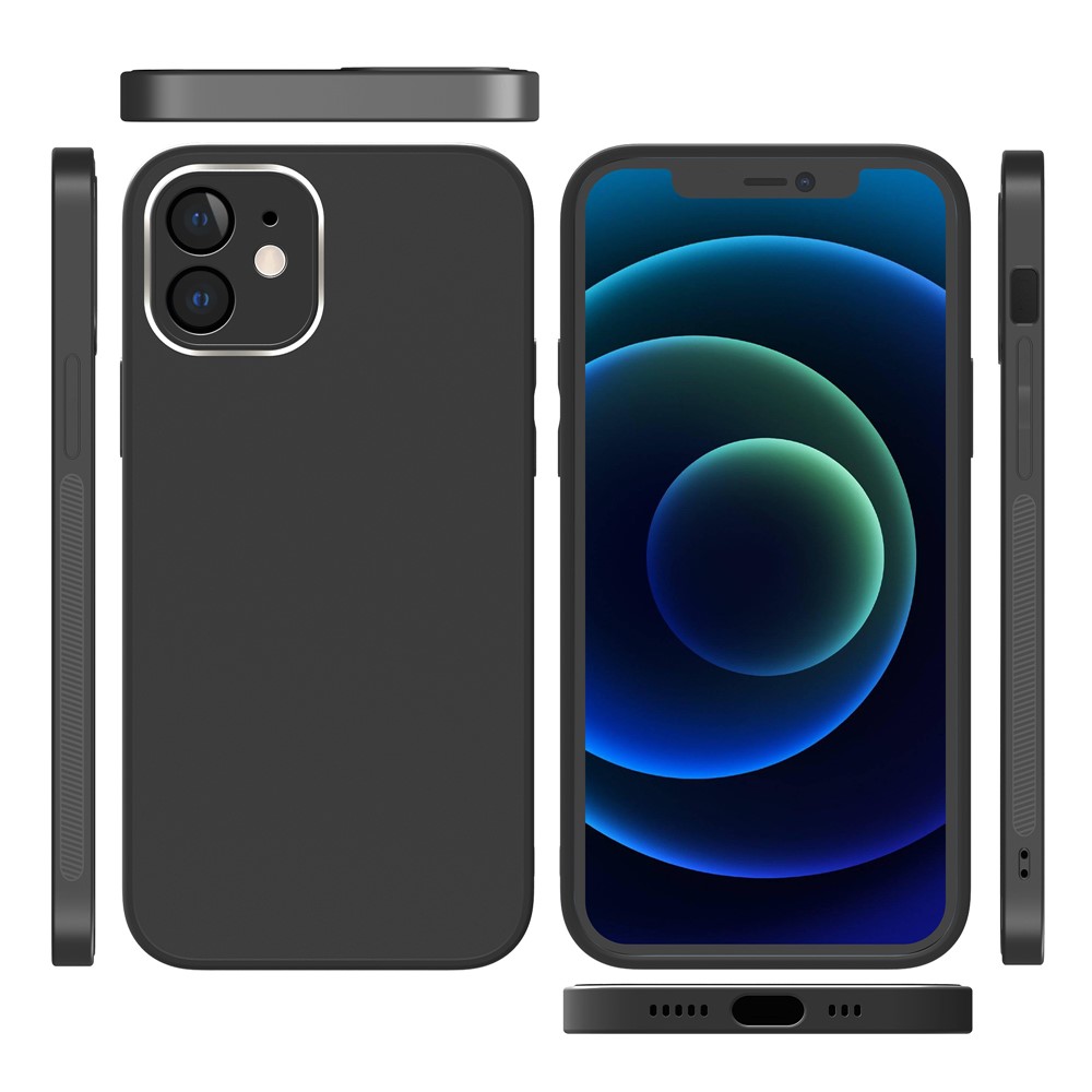 Precise Hole-Opening Matte Glass Phone Case for iPhone 12 6.1 inch - Black-10
