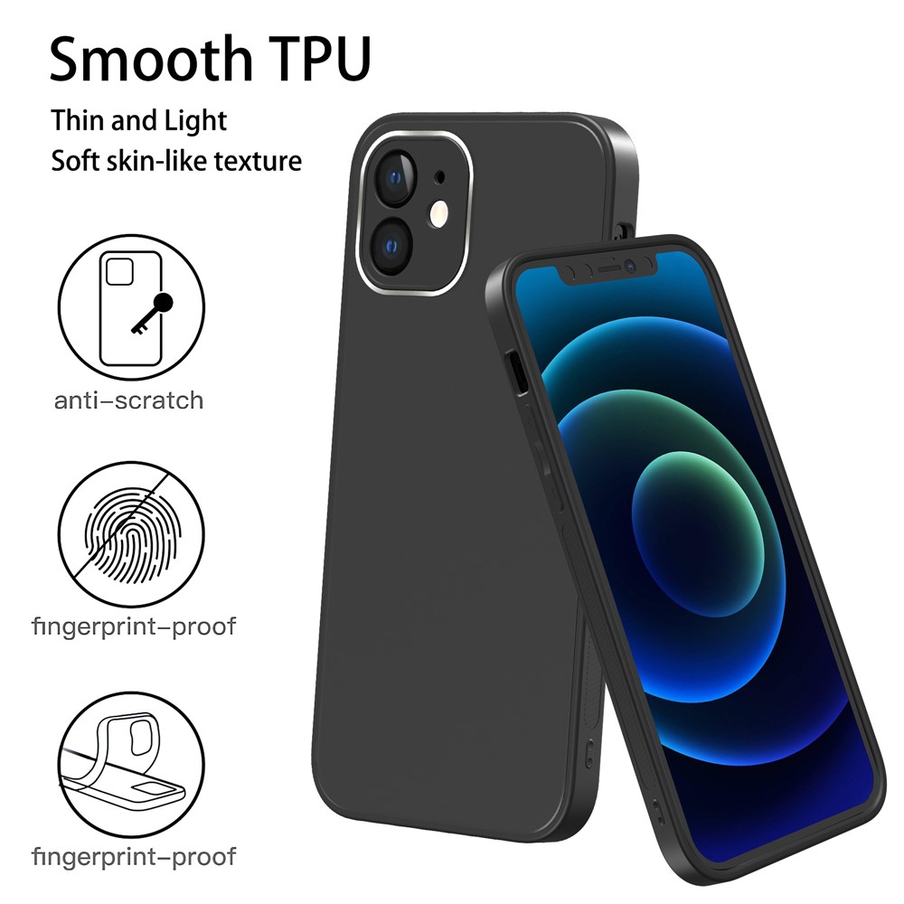 Precise Hole-Opening Matte Glass Phone Case for iPhone 12 6.1 inch - Black-2
