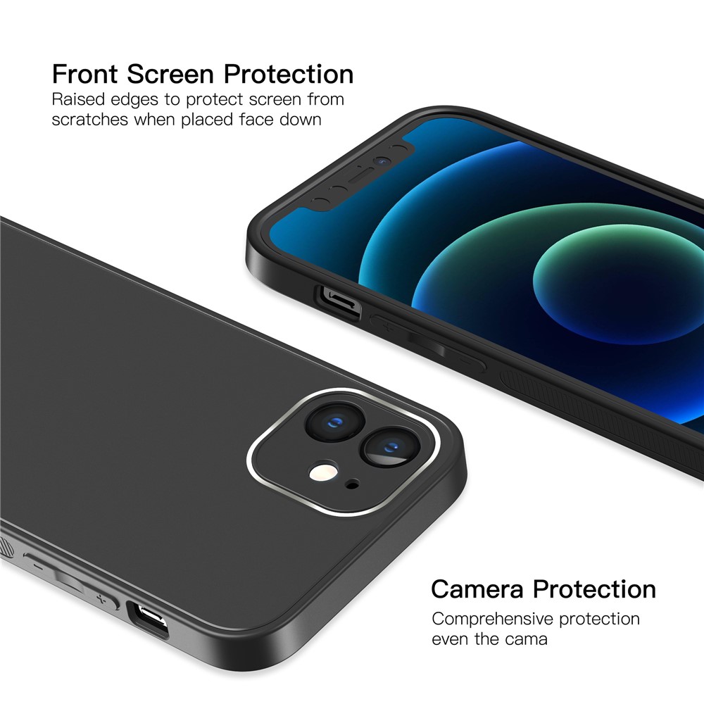 Precise Hole-Opening Matte Glass Phone Case for iPhone 12 6.1 inch - Black-3