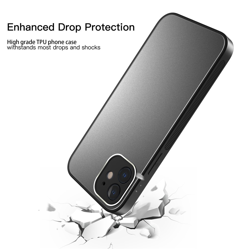 Precise Hole-Opening Matte Glass Phone Case for iPhone 12 6.1 inch - Black-4