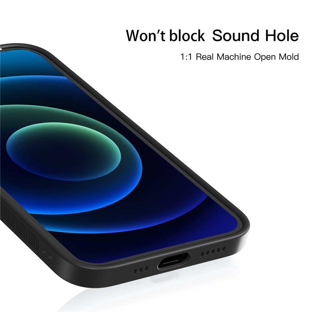 Precise Hole-Opening Matte Glass Phone Case for iPhone 12 6.1 inch - Black-6